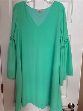 Gibson Latimer Mint Green V-Neck Long Sleeve Tunic Dress